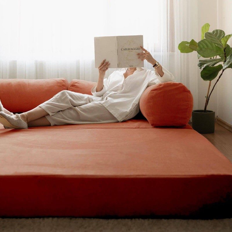 3-Seat Sofa-Bed Nook - Pomegranate Flower Vermilion