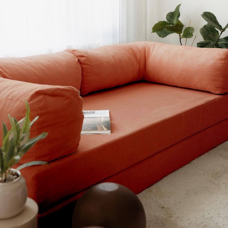 3-Seat Sofa-Bed Nook - Pomegranate Flower Vermilion