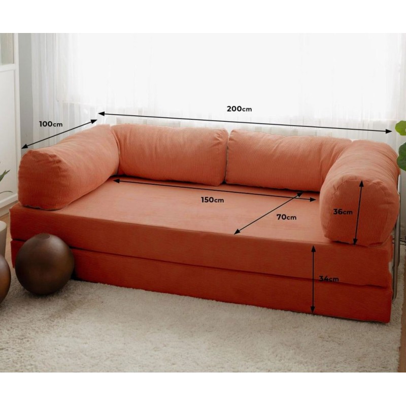 3-Seat Sofa-Bed Nook - Pomegranate Flower Vermilion