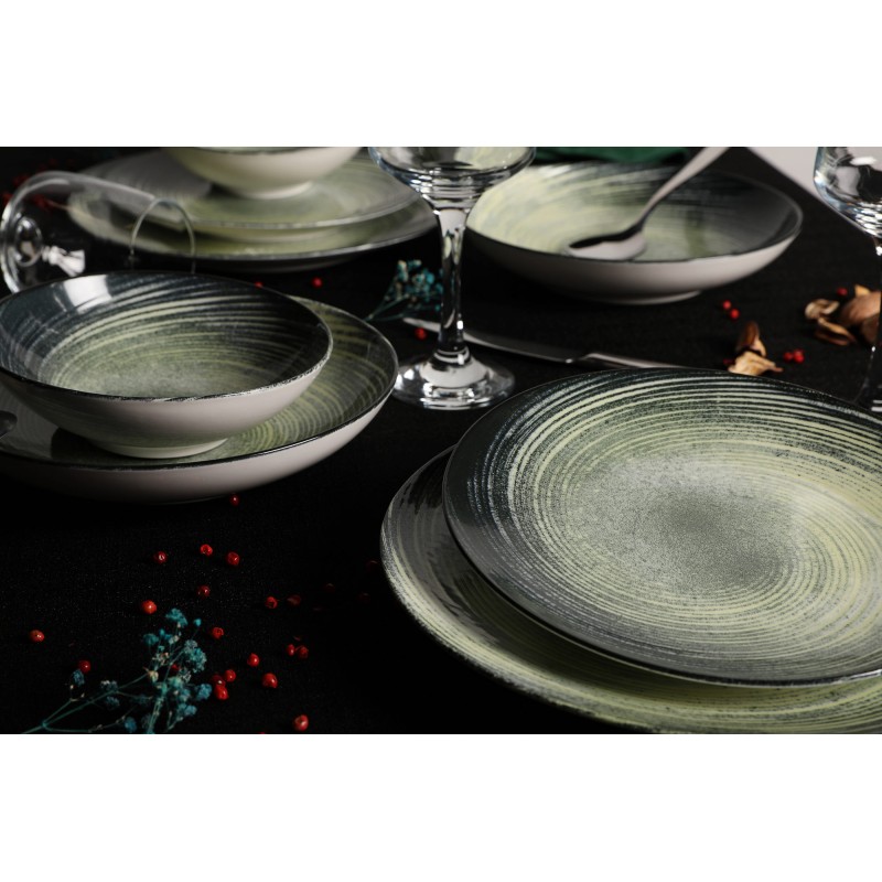 Dinner Set (24 Pieces) GBSATN24Y4101630 Cream
Green
Black