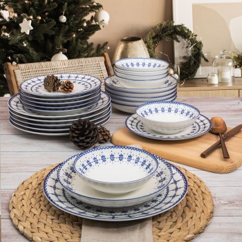 Dinner Set (24 Pieces) GBSATN24Y4R1614 White
Blue