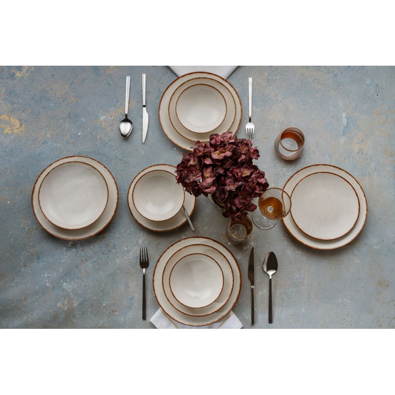 Dinner Set (24 Pieces) GBSATN24KY458KH White
Brown