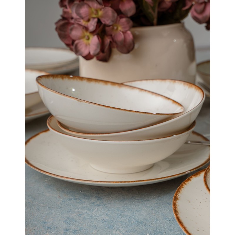 Dinner Set (24 Pieces) GBSATN24KY458KH White
Brown