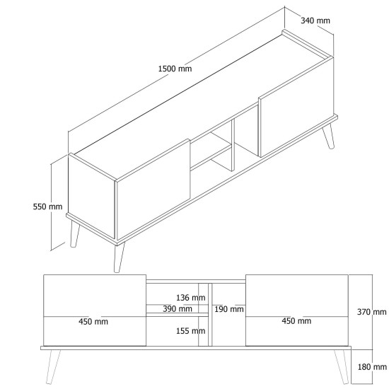 TV Stand Carmen - 1532 Oak