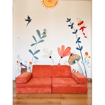 Διθέσιος Καναπές Κρεβάτι - Puzzle - Χρώμα Πορτοκαλί - 140x70x46εκ