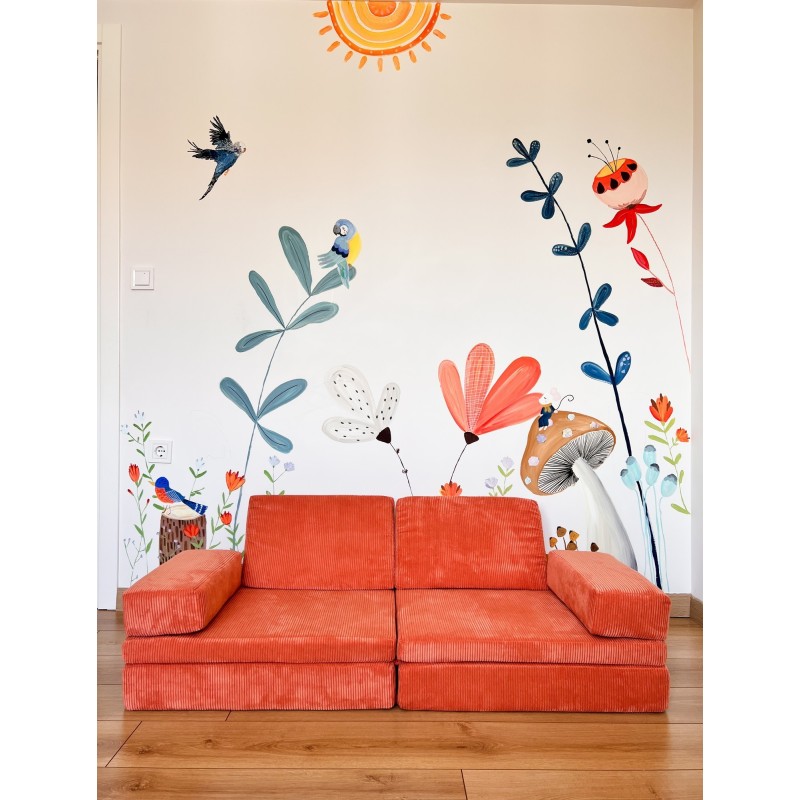 Διθέσιος Καναπές Κρεβάτι - Puzzle - Χρώμα Πορτοκαλί - 140x70x46εκ