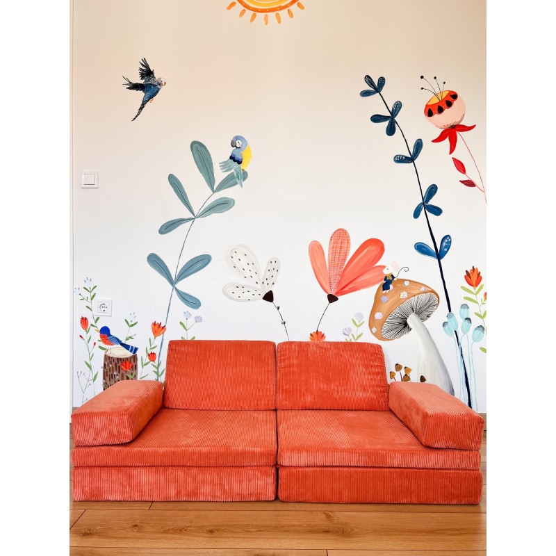 Διθέσιος Καναπές Κρεβάτι - Puzzle - Χρώμα Πορτοκαλί - 140x70x46εκ