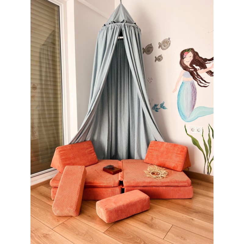 Διθέσιος Καναπές Κρεβάτι - Puzzle - Χρώμα Πορτοκαλί - 140x70x46εκ