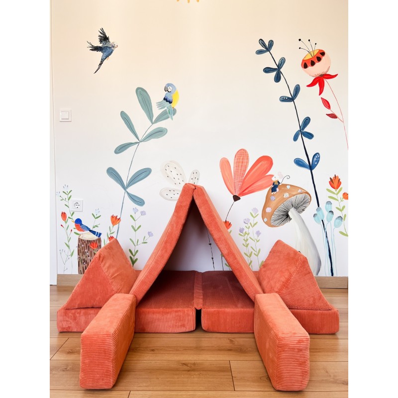 Διθέσιος Καναπές Κρεβάτι - Puzzle - Χρώμα Πορτοκαλί - 140x70x46εκ