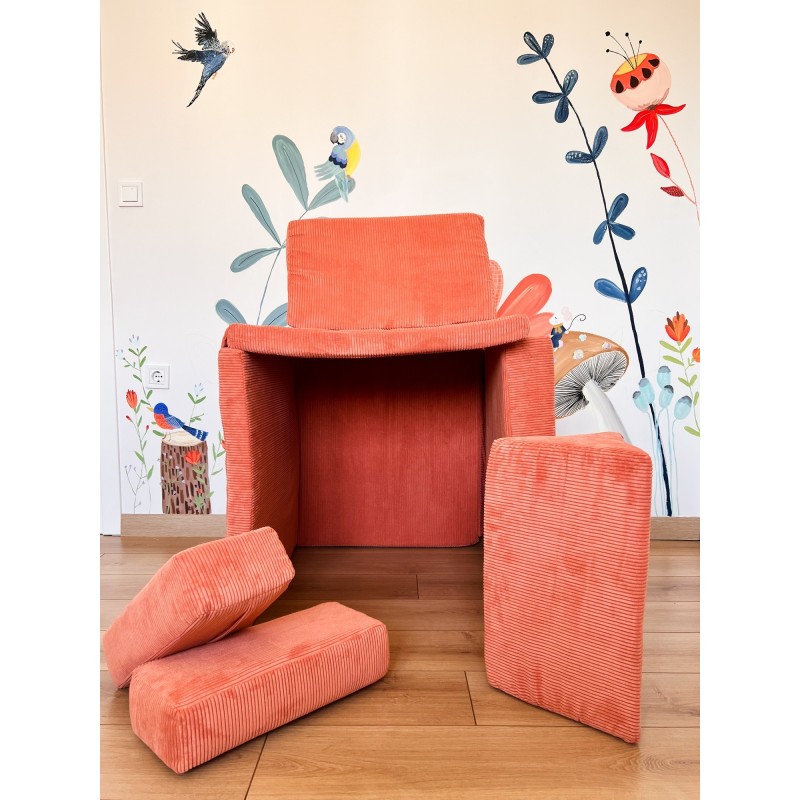 Διθέσιος Καναπές Κρεβάτι - Puzzle - Χρώμα Πορτοκαλί - 140x70x46εκ