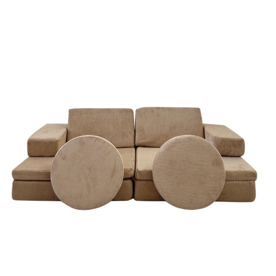 Διθέσιος Καναπές Κρεβάτι - Puzzle - Χρώμα Camel - 140x70x46εκ
