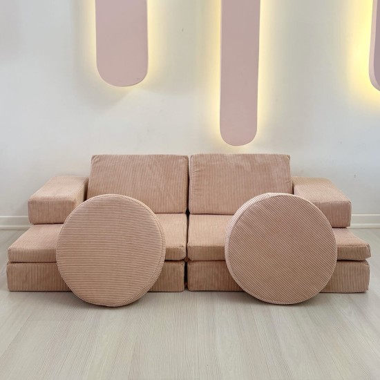 Διθέσιος Καναπές Κρεβάτι - Puzzle - Χρώμα Ροζ - 140x70x46εκ Διθέσιος Καναπές Κρεβάτι - Puzzle - Χρώμα Ροζ - 140x70x46εκ