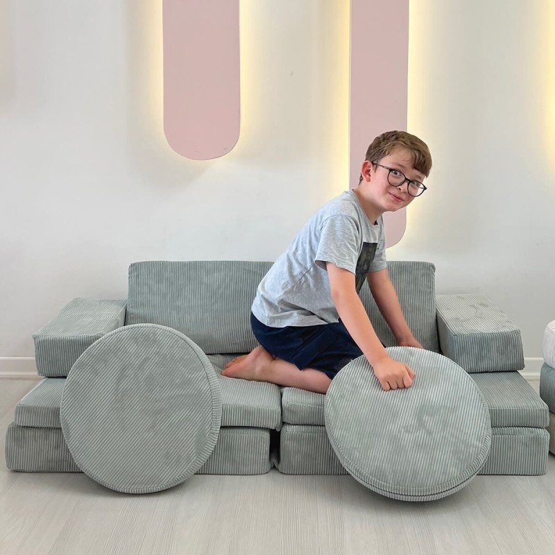 Διθέσιος Καναπές Κρεβάτι - Puzzle - Χρώμα Μπλε - 140x70x46εκ