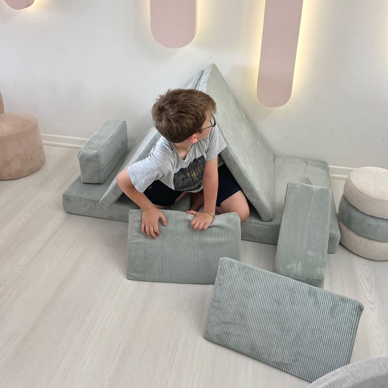 Διθέσιος Καναπές Κρεβάτι - Puzzle - Χρώμα Μπλε - 140x70x46εκ