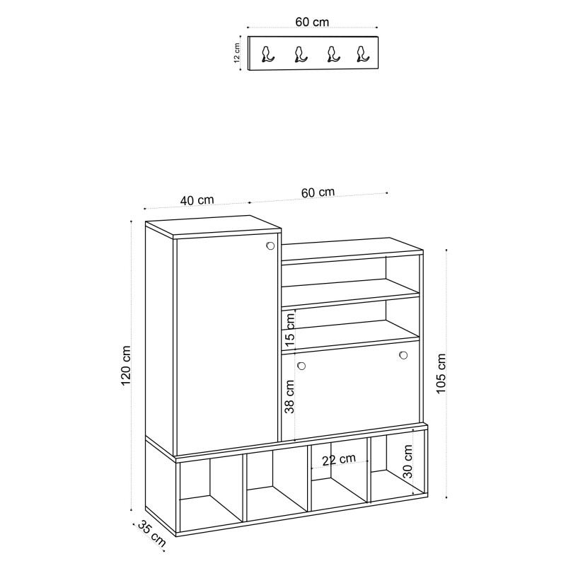 Shoe Cabinet Wess Oak
