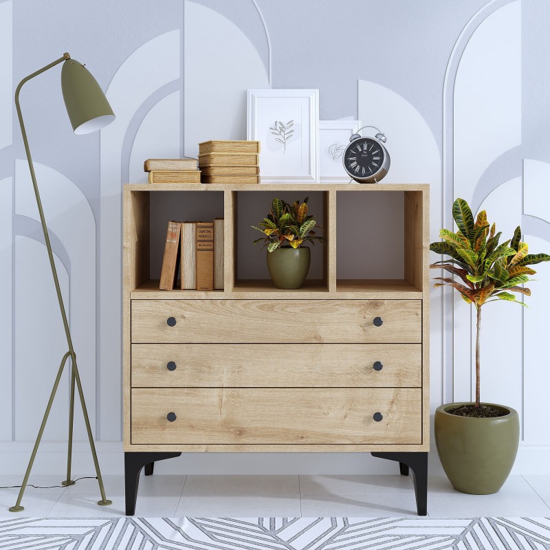 Συρταριέρα Nevada - Χρώμα Φυσικό Δρυς - 80x40x86εκ