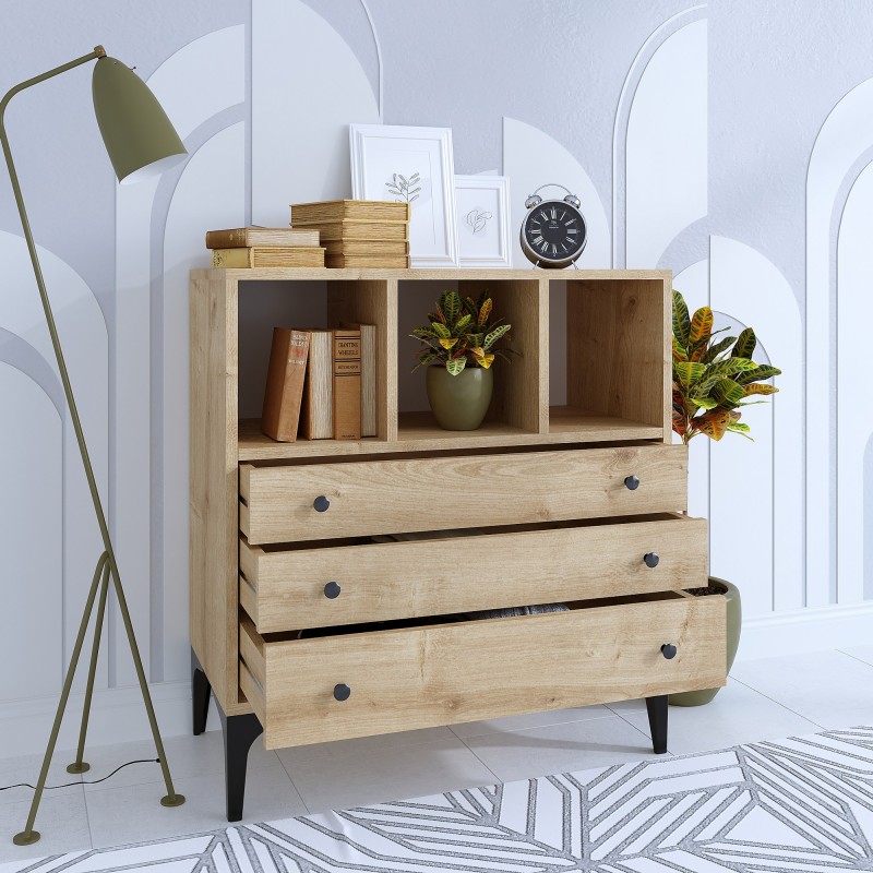 Συρταριέρα Nevada - Χρώμα Φυσικό Δρυς - 80x40x86εκ