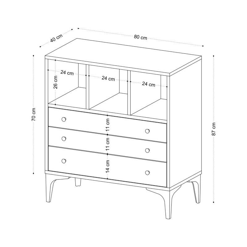 Συρταριέρα Nevada - Χρώμα Φυσικό Δρυς - 80x40x86εκ