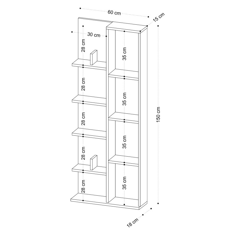 Βιβλιοθήκη - Viva - Χρώμα Λευκό - 60x18z150εκ