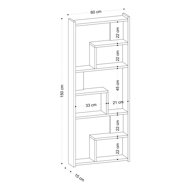 Βιβλιοθήκη - Prins - Χρώμα Λευκό - 60x15x150εκ