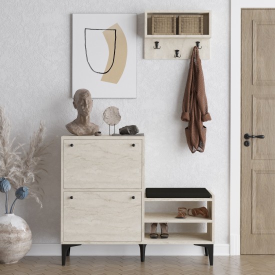 Shoe Cabinet Bred - Travertine Travertine