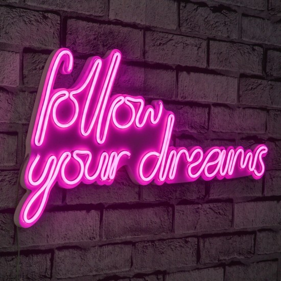 Decorative Plastic Led Lighting Follow Your Dreams - Pink Pink Wallxpert Decorative Plastic Led Lighting Follow Your Dreams - Pink Pink