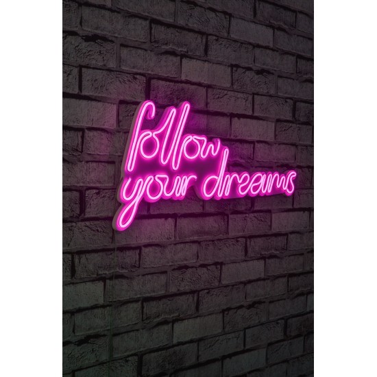 Decorative Plastic Led Lighting Follow Your Dreams - Pink Pink Wallxpert Decorative Plastic Led Lighting Follow Your Dreams - Pink Pink