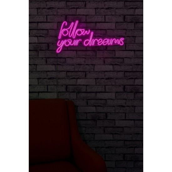 Decorative Plastic Led Lighting Follow Your Dreams - Pink Pink Wallxpert Decorative Plastic Led Lighting Follow Your Dreams - Pink Pink