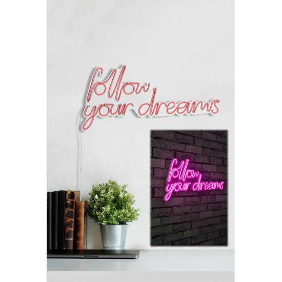 Decorative Plastic Led Lighting Follow Your Dreams - Pink Pink Wallxpert Decorative Plastic Led Lighting Follow Your Dreams - Pink Pink