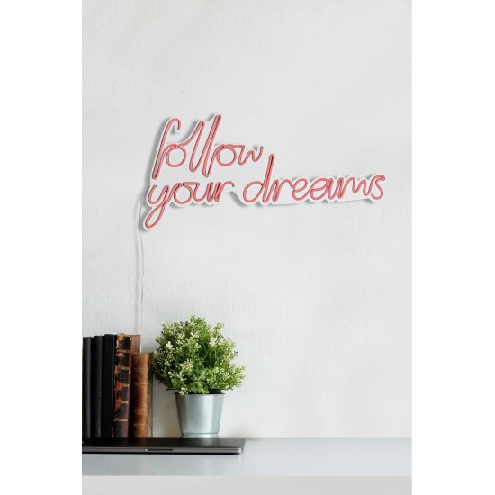 Decorative Plastic Led Lighting Follow Your Dreams - Pink Pink Wallxpert Decorative Plastic Led Lighting Follow Your Dreams - Pink Pink