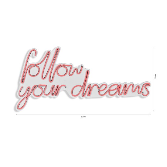Decorative Plastic Led Lighting Follow Your Dreams - Pink Pink Wallxpert Decorative Plastic Led Lighting Follow Your Dreams - Pink Pink