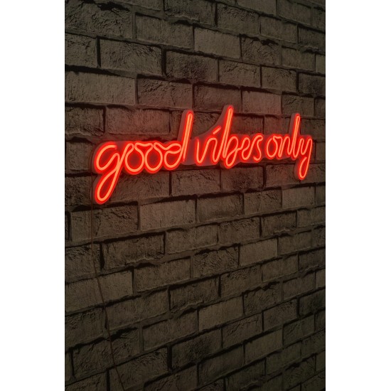 Wallxpert Decorative Plastic Led Lighting Good Vibes Only - Red Red
