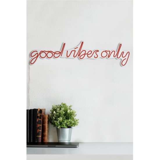 Wallxpert Decorative Plastic Led Lighting Good Vibes Only - Red Red
