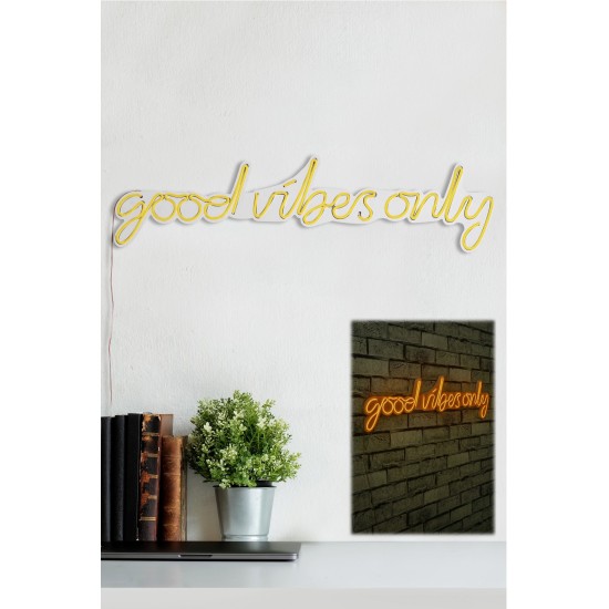 Decorative Plastic Led Lighting Good Vibes Only - Yellow Yellow Wallxpert Decorative Plastic Led Lighting Good Vibes Only - Yellow Yellow