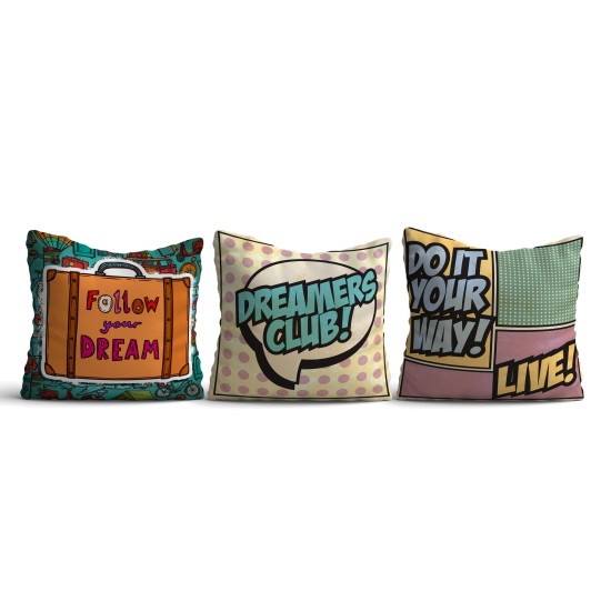 Cushion Cover Set (3 Pieces) HMI-KIR-96 Multicolor Aberto Design Cushion Cover Set (3 Pieces) HMI-KIR-96 Multicolor