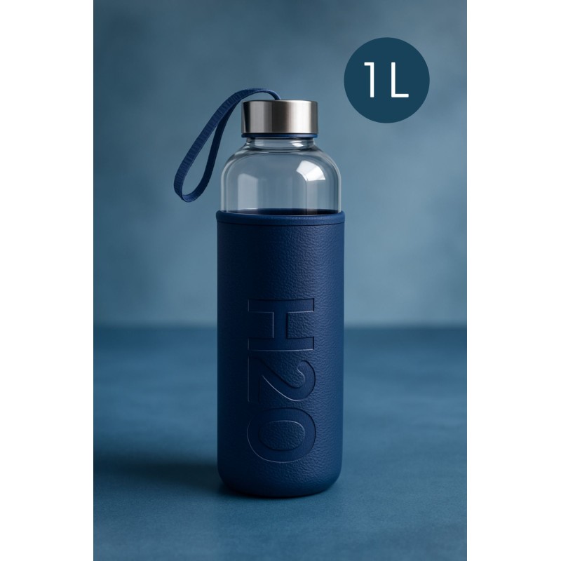 Glass Bottle F40125 Navy Blue