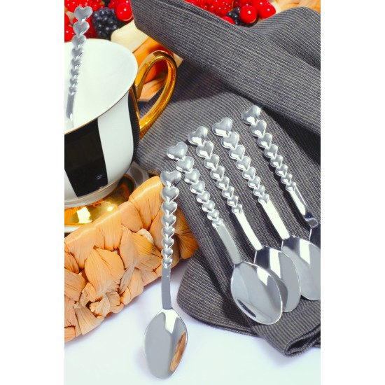 Spoon Set (12 Pieces) Ozd - yeni - kalp - cay Silver Hermia Spoon Set (12 Pieces) Ozd - yeni - kalp - cay Silver