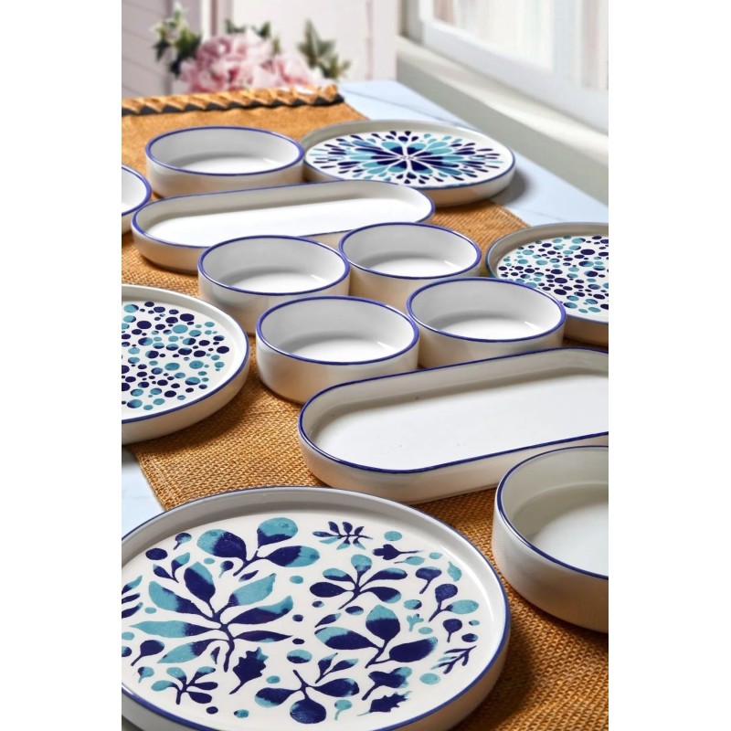 Hermia Breakfast Set (14 Pieces) MCH09211 Blue
White