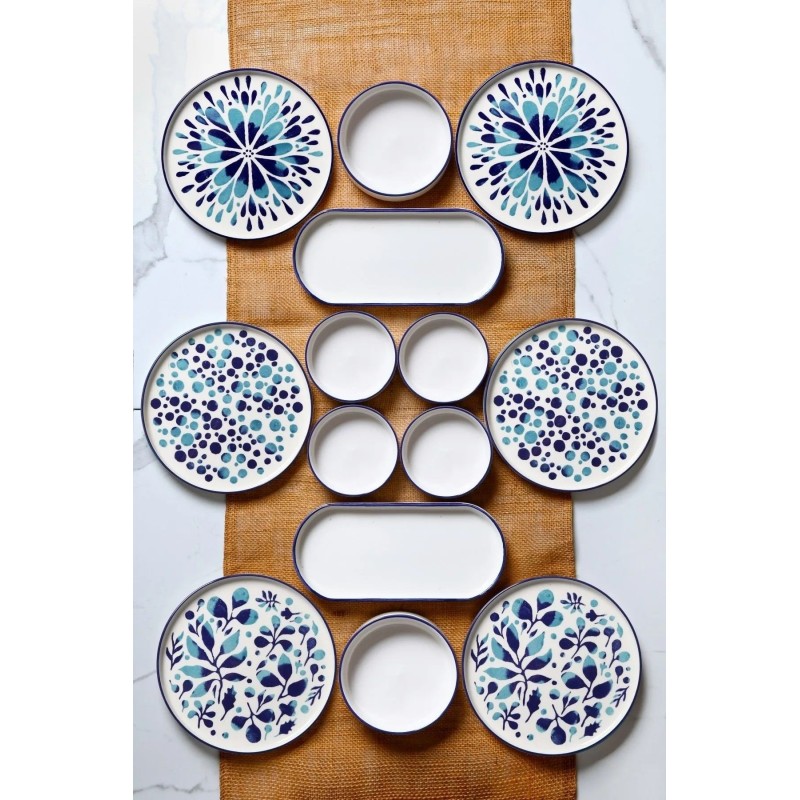Hermia Breakfast Set (14 Pieces) MCH09211 Blue
White