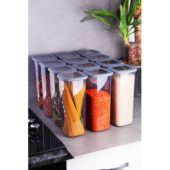 Storage Box Set (12 Pieces) BNMPOLYAS12-170 Grey