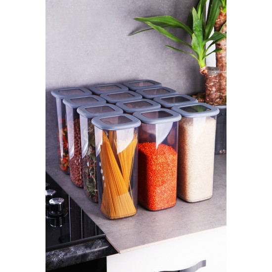 Hermia Storage Box Set (12 Pieces) BNMPOLYAS12-170 Grey
