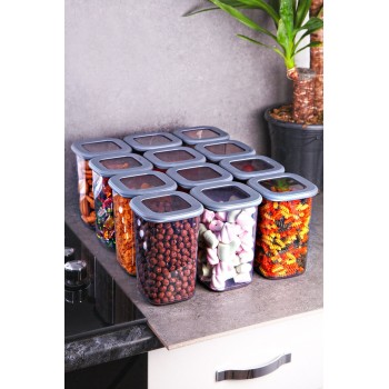 Storage Box Set (12 Pieces) BNMPOLYAS12-120 Grey