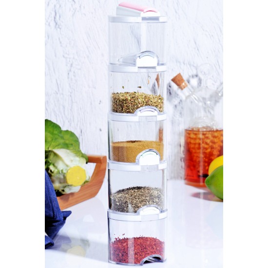 Spice Jar Set (5 Pieces) FT - 050 White Hermia Spice Jar Set (5 Pieces) FT - 050 White