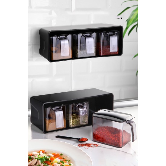 Spice Jar Set (4 Pieces) L-00677 Black
Silver