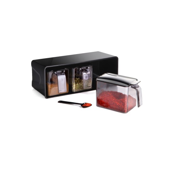 Spice Jar Set (4 Pieces) L-00677 Black
Silver