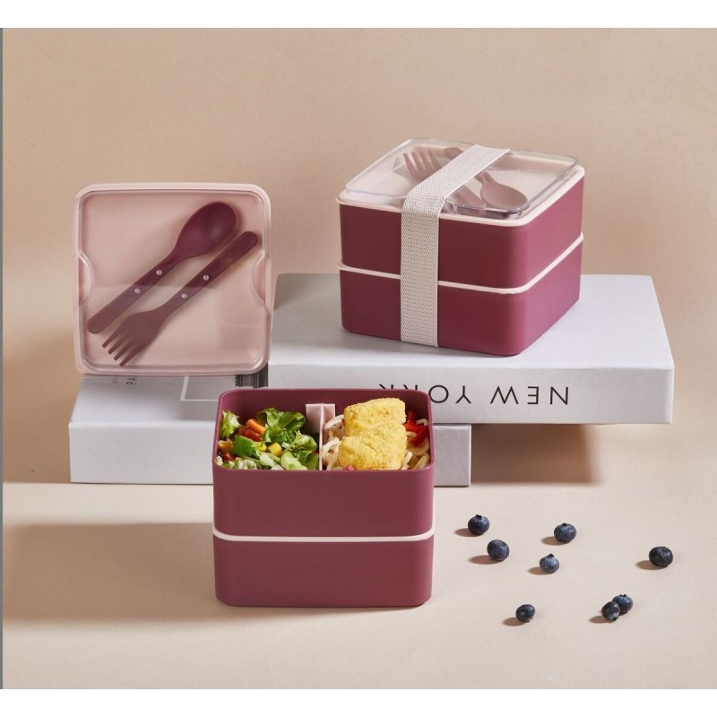 Hermia Lunch Box Set (2 Pieces) EM-1013 Pink