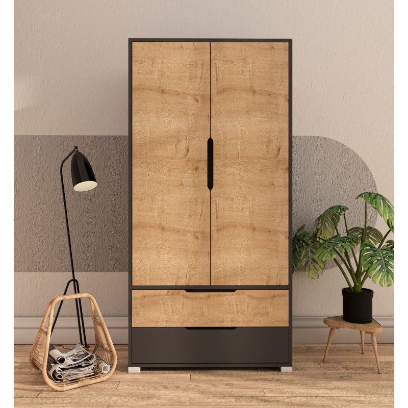 Wardrobe Flora 90 - Anthracite, Sapphire Oak Anthracite
Sapphire Oak