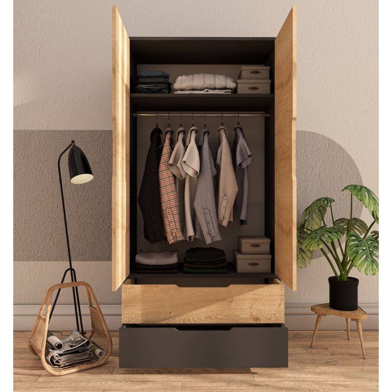 Wardrobe Flora 90 - Anthracite, Sapphire Oak Anthracite
Sapphire Oak