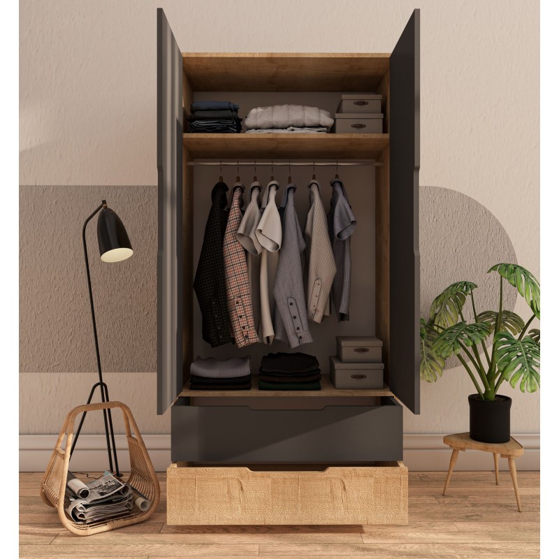 Wardrobe Flora 90 - Sapphire Oak, Anthracite Sapphire Oak
Anthracite