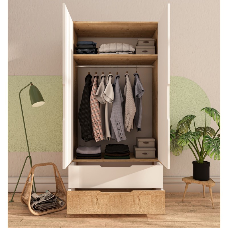 Wardrobe Flora 90 - Sapphire Oak, White Sapphire Oak
White